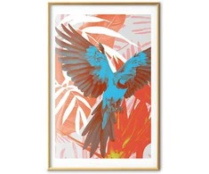 Artgeist Plakatas - Exotic Wings - parrot among abstract leaf patterns