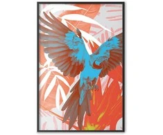 Artgeist Plakatas - Exotic Wings - parrot among abstract leaf patterns