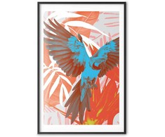 Artgeist Plakatas - Exotic Wings - parrot among abstract leaf patterns