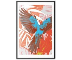 Artgeist Plakatas - Exotic Wings - parrot among abstract leaf patterns