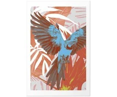 Artgeist Plakatas - Exotic Wings - parrot among abstract leaf patterns