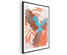 Artgeist Plakatas - Exotic Wings - parrot among abstract leaf patterns
