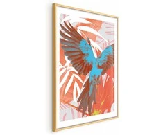 Artgeist Plakatas - Exotic Wings - parrot among abstract leaf patterns