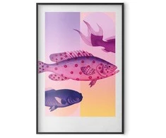 Artgeist Plakatas - Fantastic Fish - artistic illustration of fish on a colorful background