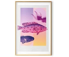 Artgeist Plakatas - Fantastic Fish - artistic illustration of fish on a colorful background