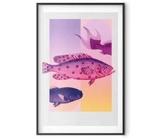 Artgeist Plakatas - Fantastic Fish - artistic illustration of fish on a colorful background