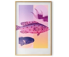 Artgeist Plakatas - Fantastic Fish - artistic illustration of fish on a colorful background
