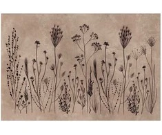 Artgeist Plakatas - Field Flowers - juodas plants on a lime wash background