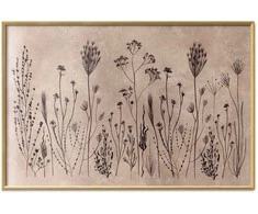 Artgeist Plakatas - Field Flowers - juodas plants on a lime wash background