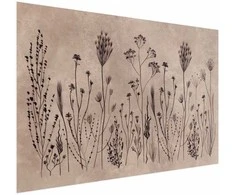 Artgeist Plakatas - Field Flowers - juodas plants on a lime wash background