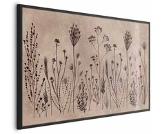 Artgeist Plakatas - Field Flowers - juodas plants on a lime wash background