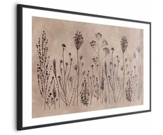 Artgeist Plakatas - Field Flowers - juodas plants on a lime wash background
