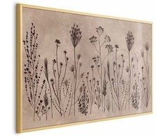 Artgeist Plakatas - Field Flowers - juodas plants on a lime wash background