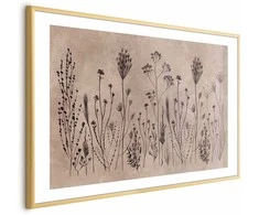 Artgeist Plakatas - Field Flowers - juodas plants on a lime wash background