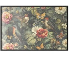 Artgeist Plakatas - Flowers, Birds, and Butterflies - vintage-style illustration