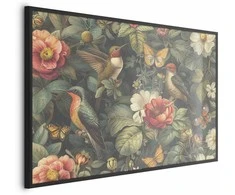Artgeist Plakatas - Flowers, Birds, and Butterflies - vintage-style illustration