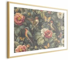 Artgeist Plakatas - Flowers, Birds, and Butterflies - vintage-style illustration