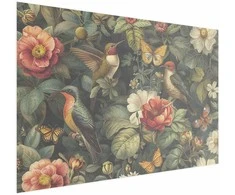 Artgeist Plakatas - Flowers, Birds, and Butterflies - vintage-style illustration