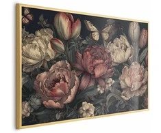 Artgeist Plakatas - Flowers on a Turquoise Background