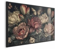 Artgeist Plakatas - Flowers on a Turquoise Background