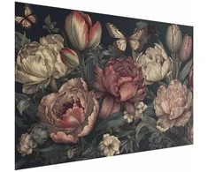 Artgeist Plakatas - Flowers on a Turquoise Background