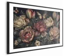 Artgeist Plakatas - Flowers on a Turquoise Background