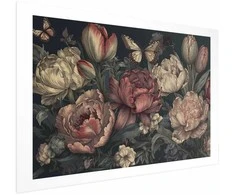 Artgeist Plakatas - Flowers on a Turquoise Background