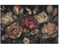 Artgeist Plakatas - Flowers on a Turquoise Background
