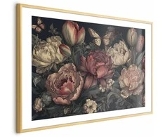 Artgeist Plakatas - Flowers on a Turquoise Background