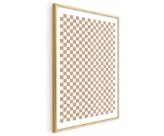 Artgeist Plakatas - Geometry and Browns - a chessboard pattern in neutral shades