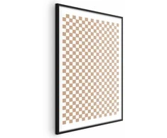 Artgeist Plakatas - Geometry and Browns - a chessboard pattern in neutral shades