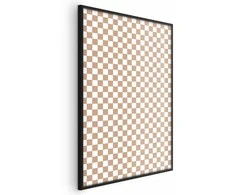 Artgeist Plakatas - Geometry and Browns - a chessboard pattern in neutral shades