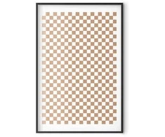 Artgeist Plakatas - Geometry and Browns - a chessboard pattern in neutral shades
