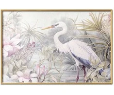 Artgeist Plakatas - Heron Wading in a Pond - illustration in light colors