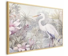 Artgeist Plakatas - Heron Wading in a Pond - illustration in light colors