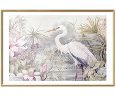 Artgeist Plakatas - Heron Wading in a Pond - illustration in light colors