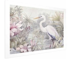 Artgeist Plakatas - Heron Wading in a Pond - illustration in light colors
