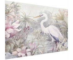 Artgeist Plakatas - Heron Wading in a Pond - illustration in light colors