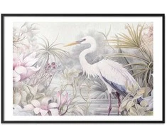 Artgeist Plakatas - Heron Wading in a Pond - illustration in light colors