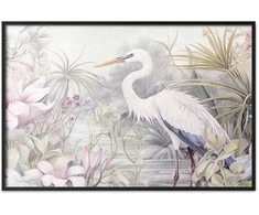 Artgeist Plakatas - Heron Wading in a Pond - illustration in light colors