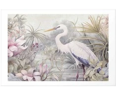 Artgeist Plakatas - Heron Wading in a Pond - illustration in light colors