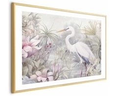 Artgeist Plakatas - Heron Wading in a Pond - illustration in light colors