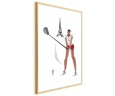 Artgeist Plakatas - Illustration of a Female Golfer with the Eiffel Tower in the Background