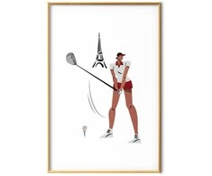 Artgeist Plakatas - Illustration of a Female Golfer with the Eiffel Tower in the Background