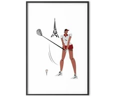 Artgeist Plakatas - Illustration of a Female Golfer with the Eiffel Tower in the Background