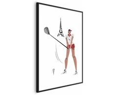 Artgeist Plakatas - Illustration of a Female Golfer with the Eiffel Tower in the Background