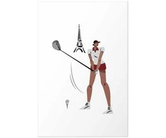 Artgeist Plakatas - Illustration of a Female Golfer with the Eiffel Tower in the Background