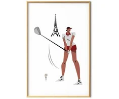 Artgeist Plakatas - Illustration of a Female Golfer with the Eiffel Tower in the Background