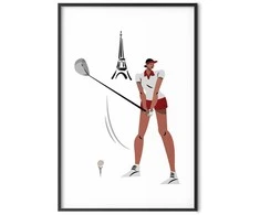 Artgeist Plakatas - Illustration of a Female Golfer with the Eiffel Tower in the Background