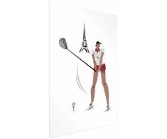 Artgeist Plakatas - Illustration of a Female Golfer with the Eiffel Tower in the Background